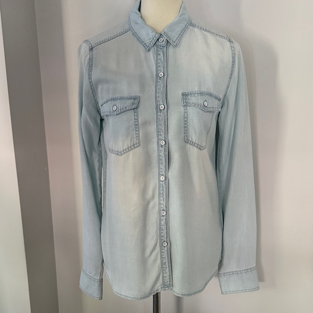 Light Wash Denim Button-Up Shirt